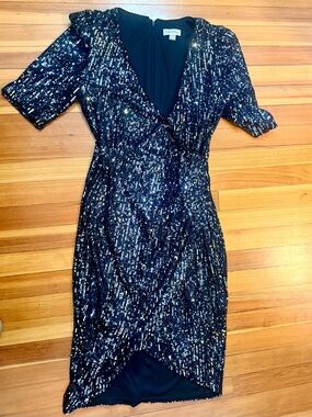 Calvin Klein Black Sequin V-Neck Cocktail Dress